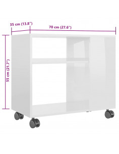 Tavolino da Salotto Bianco Lucido 70x35x55 cm Legno Multistrato