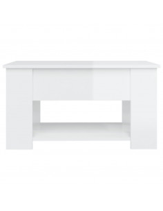Tavolino da Salotto Bianco Lucido 79x49x41 cm Legno Multistrato