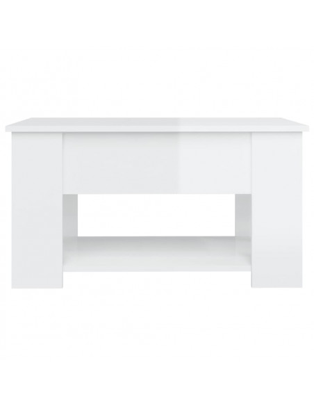Tavolino da Salotto Bianco Lucido 79x49x41 cm Legno Multistrato