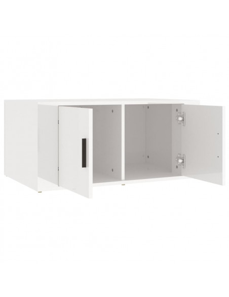 Tavolino da Salotto Bianco Lucido 80x50x36cm Legno Multistrato