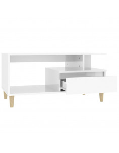 Tavolino da Salotto Bianco Lucido 90x49x45 cm Legno Multistrato