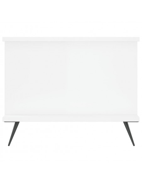 Tavolino da Salotto Bianco Lucido 90x50x40 cm Legno Multistrato
