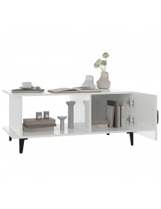 Tavolino da Salotto Bianco Lucido 90x50x40 cm Legno Multistrato