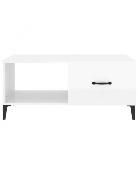 Tavolino da Salotto Bianco Lucido 90x50x40 cm Legno Multistrato