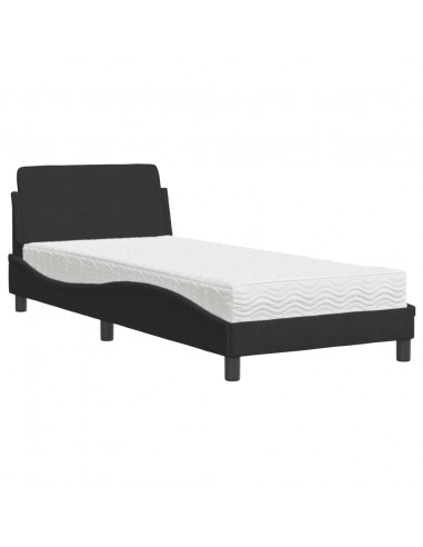 Letto con Materasso Nero 80x200 cm in Velluto