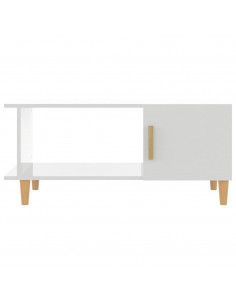 Tavolino da Salotto Bianco Lucido 90x50x40 cm Legno Multistrato