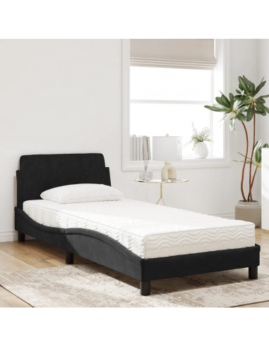 Letto con Materasso Nero 80x200 cm in Velluto