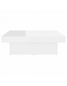 Tavolino da Salotto Bianco Lucido 90x90x28 cm Legno Multistrato