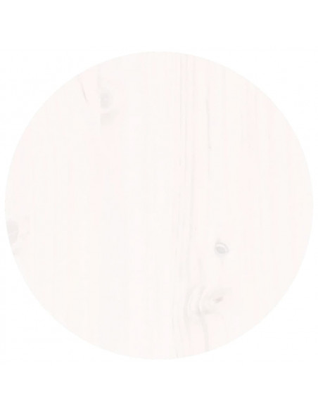Tavolino da Salotto Bianco Ø 35x35 cm in Legno Massello di Pino