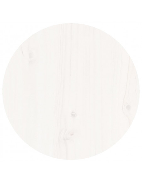 Tavolino da Salotto Bianco Ø 40x60 cm in Legno Massello di Pino