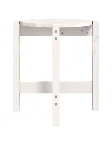 Tavolino da Salotto Bianco Ø 42,5x45 cm Legno Massello di Pino