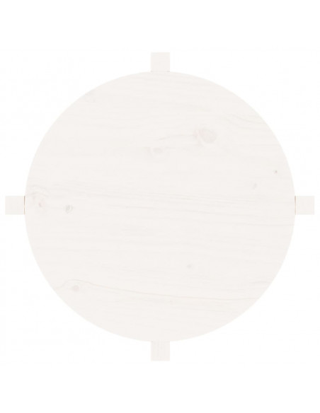 Tavolino da Salotto Bianco Ø 62,5x45 cm Legno Massello di Pino