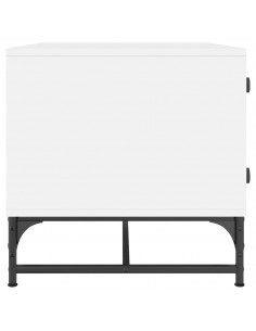 Tavolino da Salotto con Ante in Vetro Bianco 68,5x50x50 cm