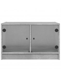 Tavolino da Salotto con Ante in Vetro Grigio Cemento 68x50x42cm