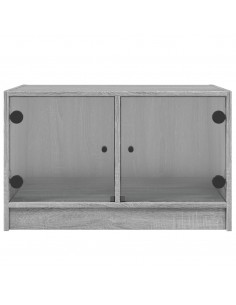 Tavolino da Salotto con Ante in Vetro Grigio Sonoma 68x50x42 cm