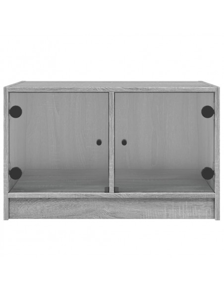 Tavolino da Salotto con Ante in Vetro Grigio Sonoma 68x50x42 cm