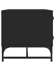 Tavolino da Salotto con Ante in Vetro Nero 68,5x50x50 cm