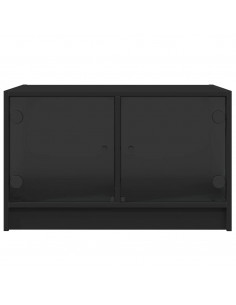 Tavolino da Salotto con Ante in Vetro Nero 68x50x42 cm