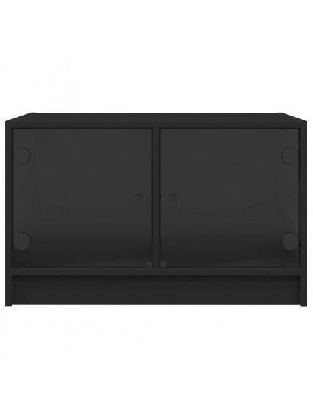 Tavolino da Salotto con Ante in Vetro Nero 68x50x42 cm