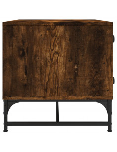 Tavolino da Salotto con Ante in Vetro Rovere Fumo 68,5x50x50 cm