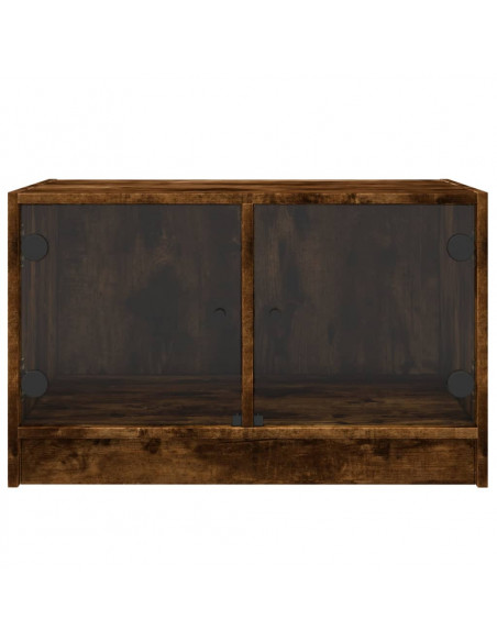 Tavolino da Salotto con Ante in Vetro Rovere Fumo 68x50x42 cm
