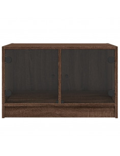 Tavolino da Salotto con Ante in Vetro Rovere Marrone 68x50x42cm