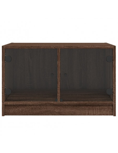 Tavolino da Salotto con Ante in Vetro Rovere Marrone 68x50x42cm
