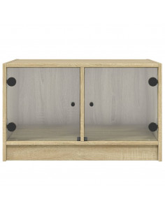 Tavolino da Salotto con Ante in Vetro Rovere Sonoma 68x50x42 cm