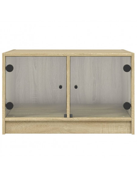 Tavolino da Salotto con Ante in Vetro Rovere Sonoma 68x50x42 cm