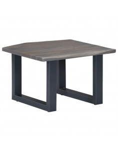 Tavolino da Salotto con Bordi Vivi 60x60x40 cm Massello Acacia