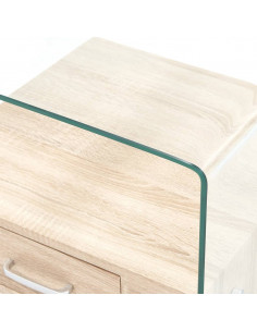 Tavolino da Salotto con Cassetto 50x50x45 cm in Vetro Temperato