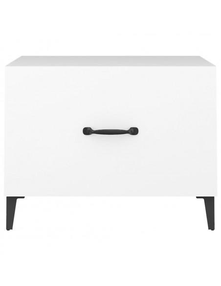 Tavolino da Salotto con Gambe in Metallo Bianco 50x50x40 cm