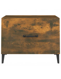 Tavolino da Salotto con Gambe in Metallo Rovere Fumo 50x50x40cm