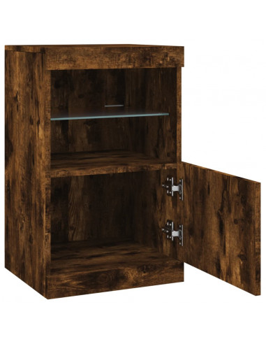 Credenza con Luci LED Rovere Fumo 41x37x67 cm