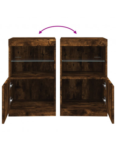 Credenza con Luci LED Rovere Fumo 41x37x67 cm