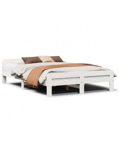 Letto senza Materasso Bianco 140x190 cm Legno Massello di Pino
