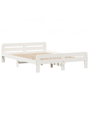 Letto senza Materasso Bianco 140x190 cm Legno Massello di Pino