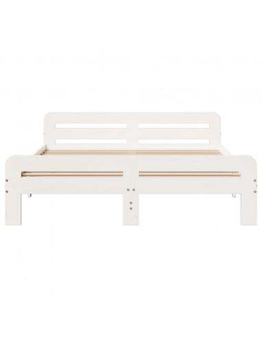 Letto senza Materasso Bianco 140x190 cm Legno Massello di Pino