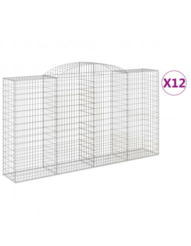 Cesti Gabbioni ad Arco 12 pz 300x50x160/180 cm Ferro Zincato