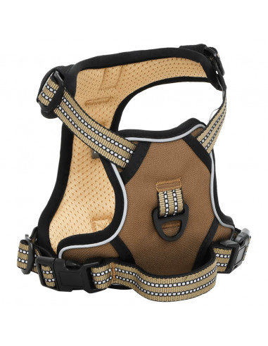 Pettorina per Cani con Strisce Riflettenti Regolabile Marrone M