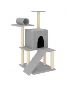 Albero per Gatti con Tiragraffi in Sisal Grigio Chiaro 110,5 cm 2