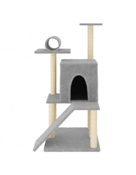 Albero per Gatti con Tiragraffi in Sisal Grigio Chiaro 110,5 cm