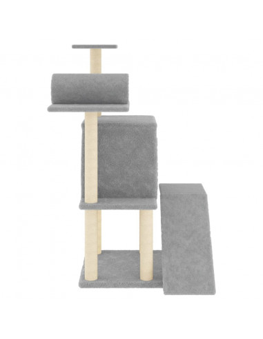 Albero per Gatti con Tiragraffi in Sisal Grigio Chiaro 110,5 cm