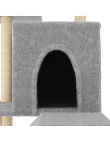 Albero per Gatti con Tiragraffi in Sisal Grigio Chiaro 110,5 cm