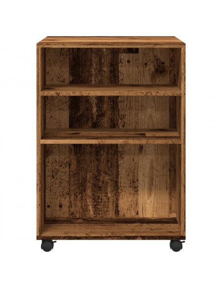 Tavolino con Ruote Legno Antico 55x60x78 cm in Truciolato