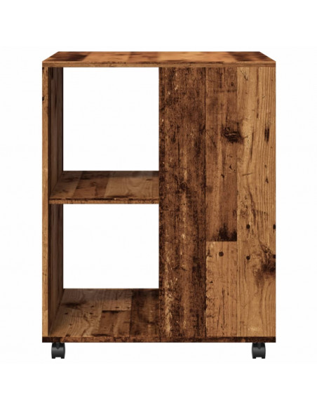 Tavolino con Ruote Legno Antico 55x60x78 cm in Truciolato