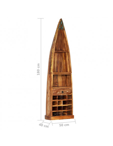 Portavino 50x40x180 cm in Legno Massello di Recupero