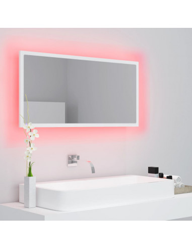 Specchio da Bagno con LED Bianco 90x8,5x37 cm in Acrilico