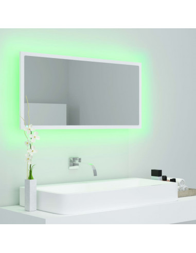 Specchio da Bagno con LED Bianco 90x8,5x37 cm in Acrilico