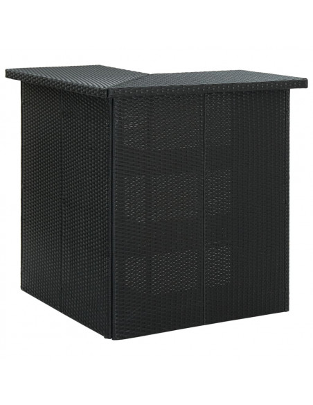 Tavolo da Bar ad Angolo Nero 100x50x105 cm in Polyrattan